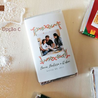 10&#x20;Mini&#x20;Tabletes&#x20;de&#x20;Chocolate&#x20;de&#x20;Natal&#x20;personalizadas&#x20;com&#x20;Fotografia