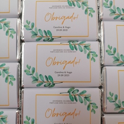 Lembran&#x00E7;as&#x20;Casamento&#x20;Tema&#x20;Dourado&#x20;&amp;&#x20;Natureza&#x20;-&#x20;Mini&#x20;Chocolates&#x20;20gr&#x20;personalizados
