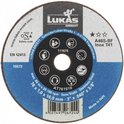 Disco de corte LUKAS GERMANY A46S-BF Inox T41 azul, branco e preto