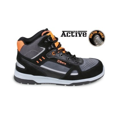 Bota de segurança Beta Active com cinza, preto e laranja, sola branca