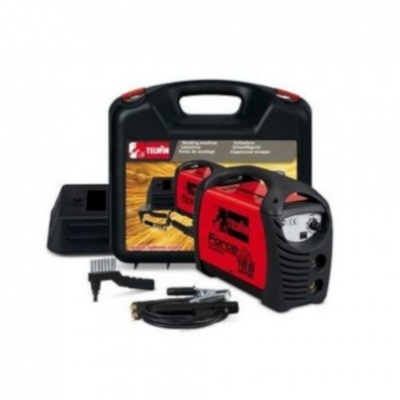 Máquina de soldar portátil Telwin Forza 160 com acessórios e mala preta