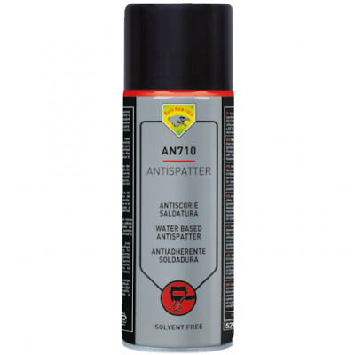 Spray anti-salpicaduras para soldadura AN710 com embalagem cinzenta e tampa preta