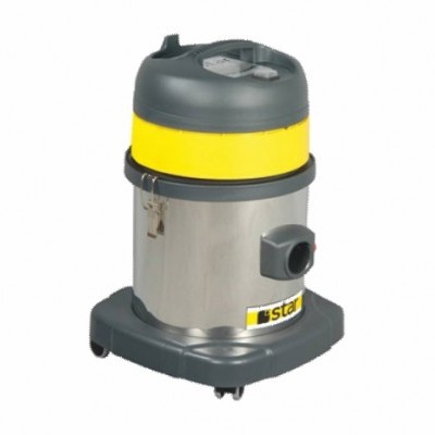 aspirador industrial cinzento e amarelo com etiqueta STAR