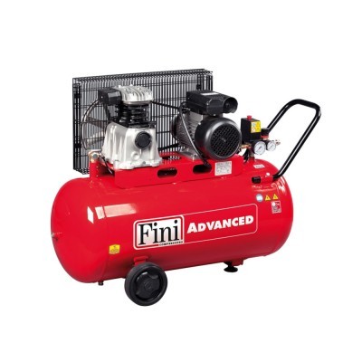 Compressor de ar vermelho Fini Advanced com motor e estrutura metálica preta