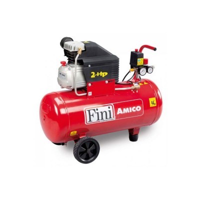 Compressor de ar vermelho Fini Amico com rodas e motor 2 HP