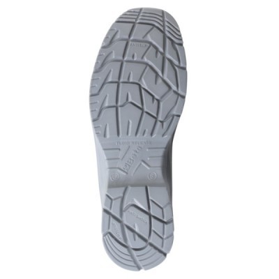 Sola de sapato cinzenta com padrão e texto visível