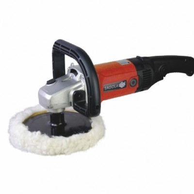 Polidora elétrica laranja e preta com disco de polimento branco