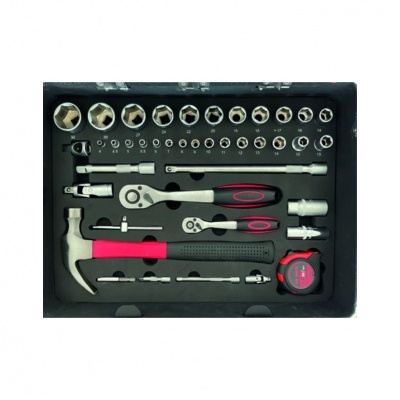 conjunto completo de ferramentas dentro de caixa preta organizado