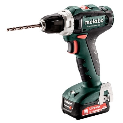Berbequim/Parafusadora Metabo PowerMaxx BS 12V verde e preta com bateria Lipo 12V