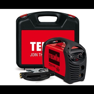 Máquina de soldar TELWIN com cabos e estojo rígido preto e vermelho