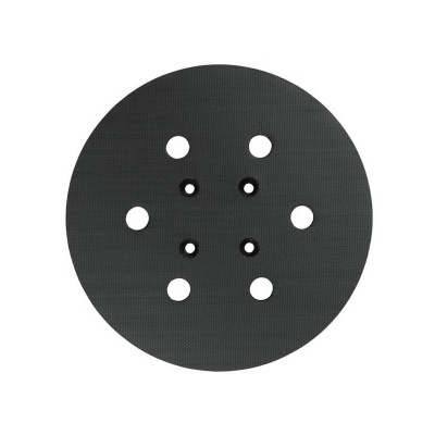 Disco de lixagem preto circular com orifícios.