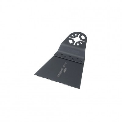 Lâmina preta para ferramenta oscilante com dentes finos e texto branco