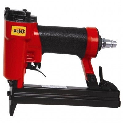 Martelo pneumático vermelho e preto com etiqueta patek