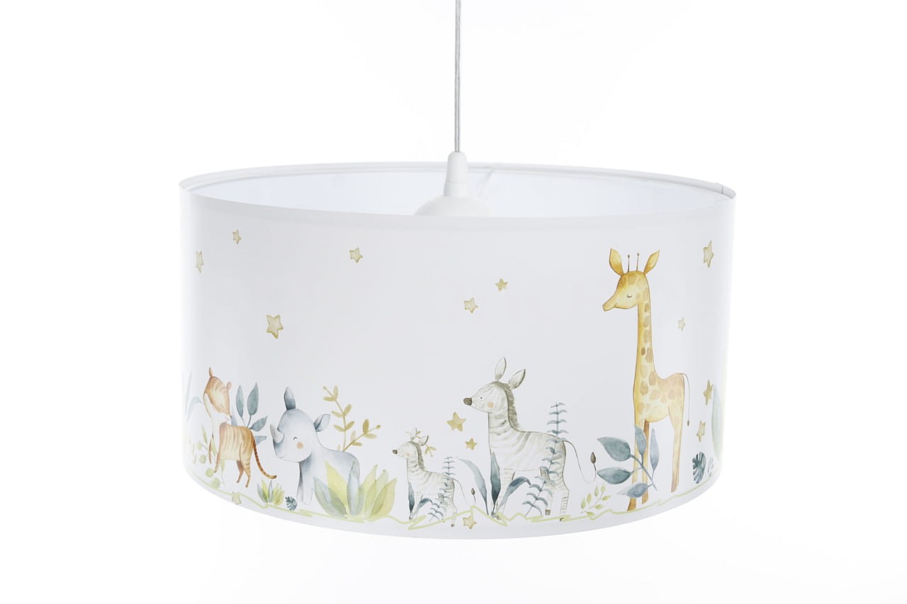 Candeeiro Suspenso ANIMAIS da FLORESTA – Sweet Dreams Candeeiro de teto com padrão de animais da selva e estrelas douradas