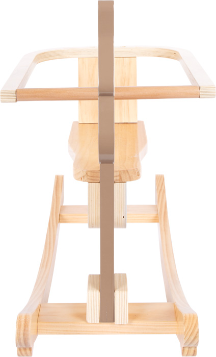 CAVALO de Balanço com Anel de Assento Cavalinho de balanço em madeira clara com estrutura metálica bege