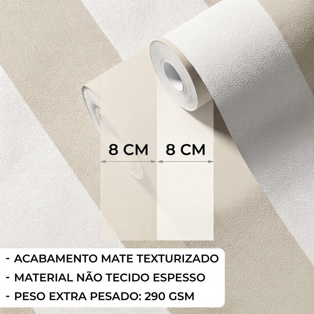 Papel de Parede Infantil às Listas Finas Rolo de papel de parede branco com acabamento texturizado
