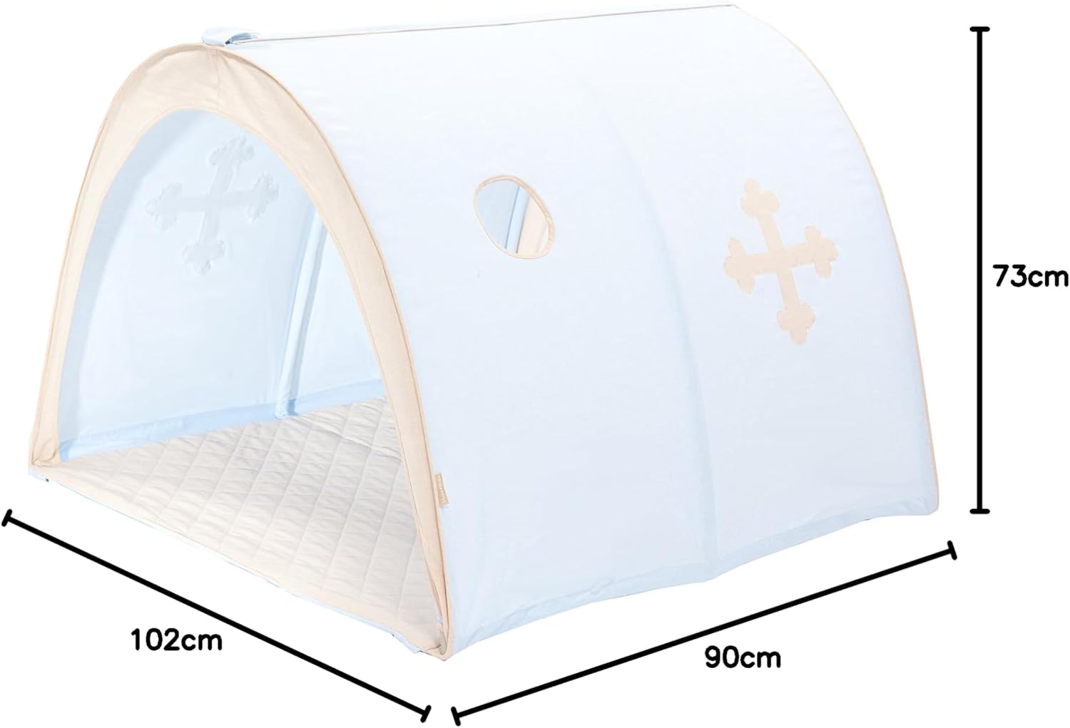 Túnel de Brincar - Cavaleiro do Conto de Fadas Tenda infantil branca e bege com base almofadada