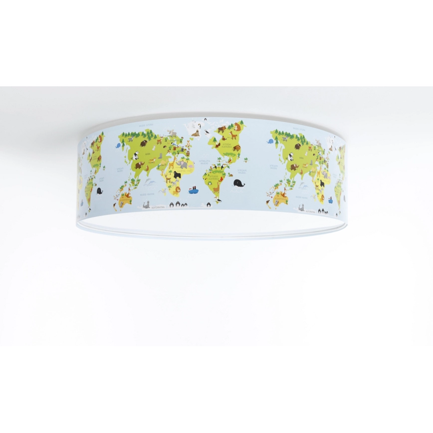 Candeeiro Plafon Mapa Mundo – Sweet Dreams para Quarto Infantil Candeeiro de teto com mapa-múndi ilustrado