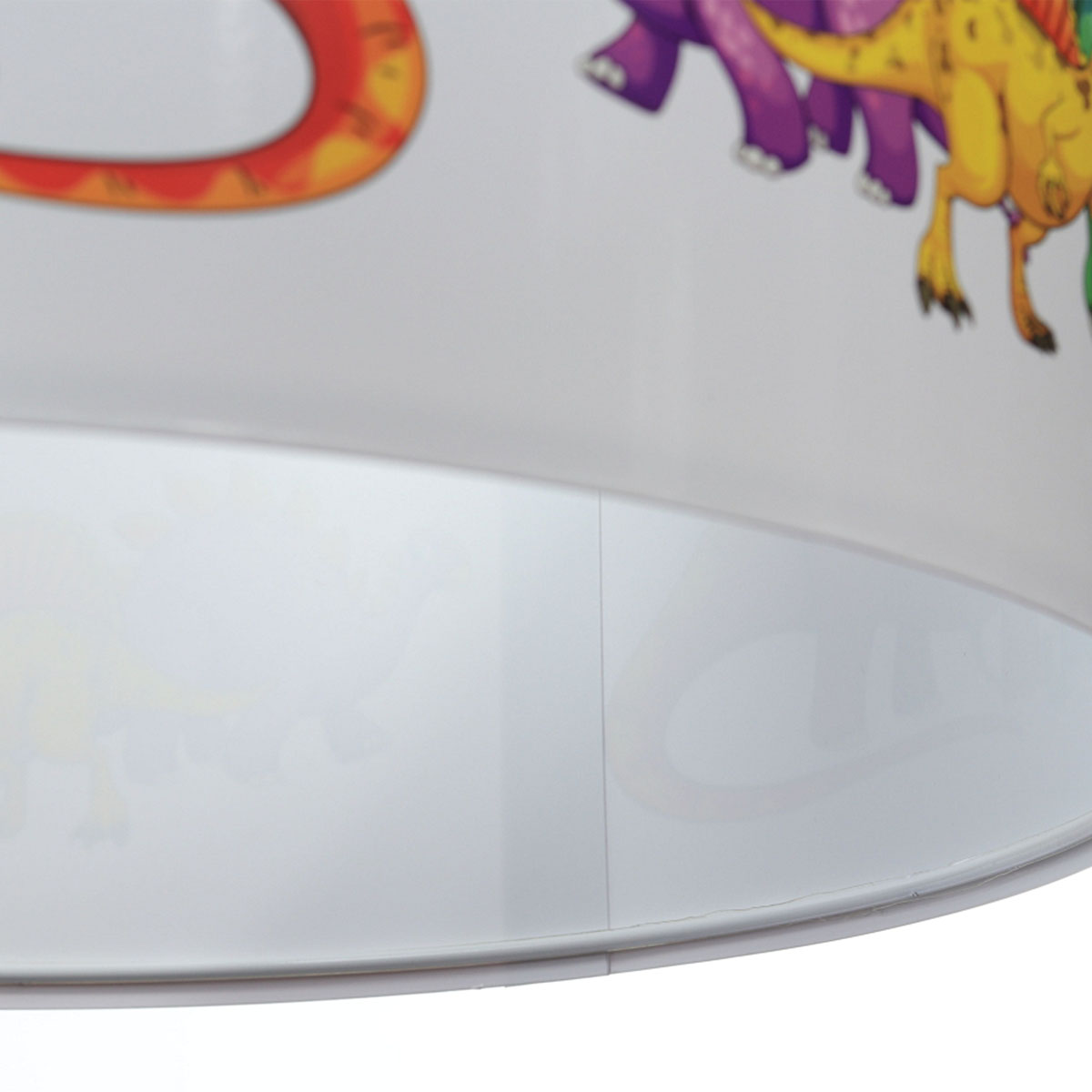 Candeeiro Suspenso Pequenos DINOSSAUROS Abajur com cúpula branca e desenhos coloridos de dinossauros