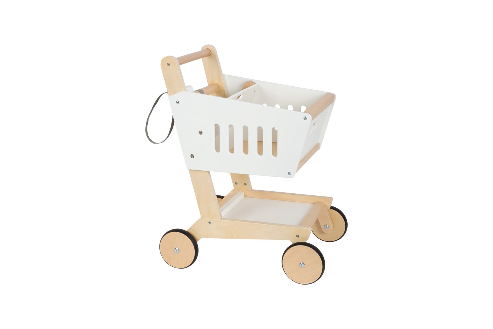 Carrinho de Compras de Madeira Carrinho de brinquedo de madeira branca e natural com rodas