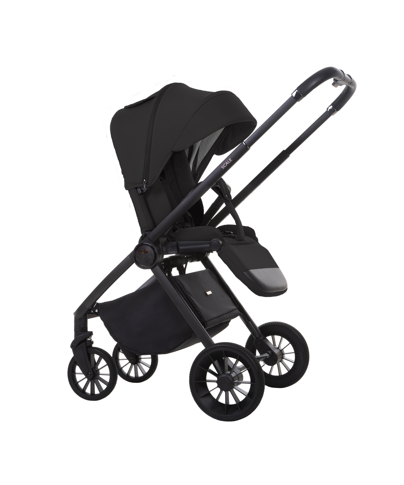 Carrinho de Bebé Scale Onyx Carrinho de bebé preto com capota e rodas