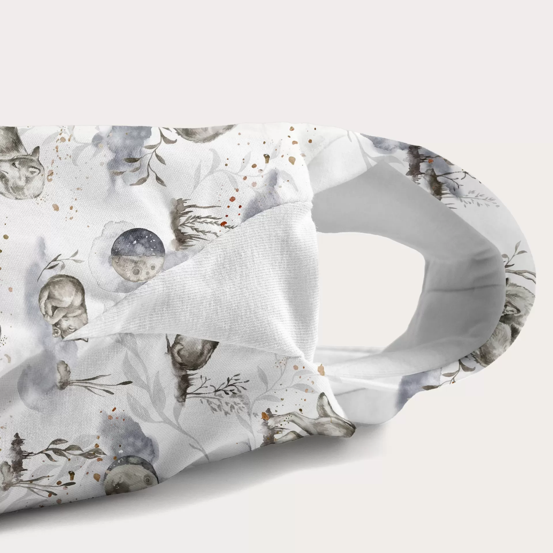 Saco de Dormir com Pernas - Lobos Paninho de flanela com padrão em tons neutros de animais e natureza