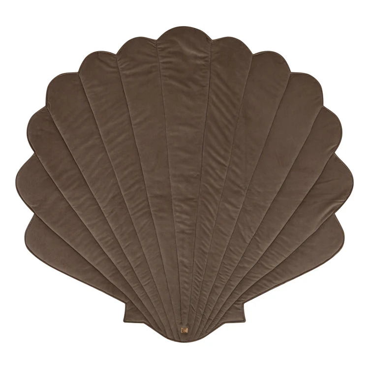 Tapete Veludo CONCHA Tapete castanho em forma de concha acolchoado