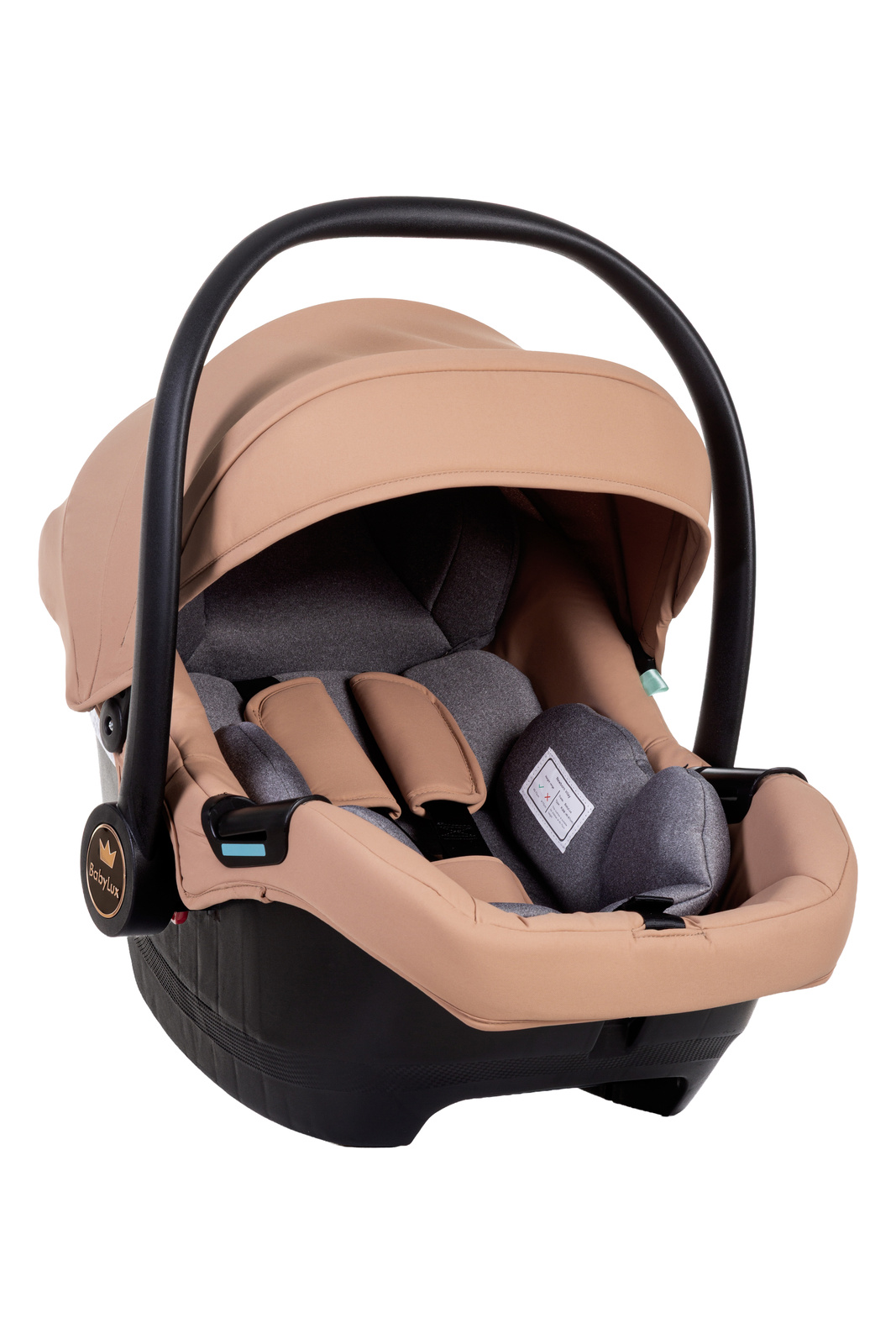 Cadeiras Tiesto R129 ISOFIX Cadeirinha de bebé bege com interior cinzento e alça preta