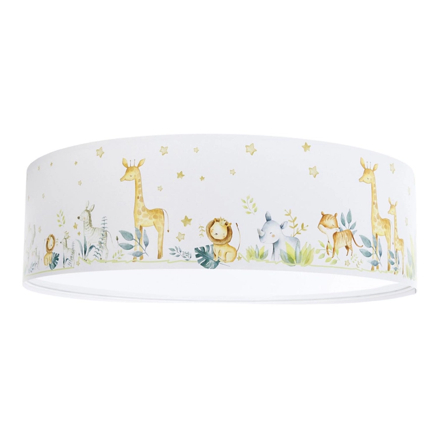 Candeeiro Plafon ZOO – Sweet Dreams Candeeiro de teto infantil redondo com desenhos de animais e estrelas