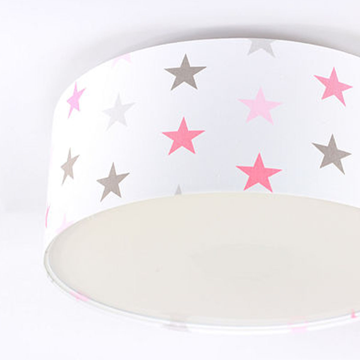Candeeiro Plafon Estrelas CZARUS Candeeiro de teto branco com estrelas rosa e cinza