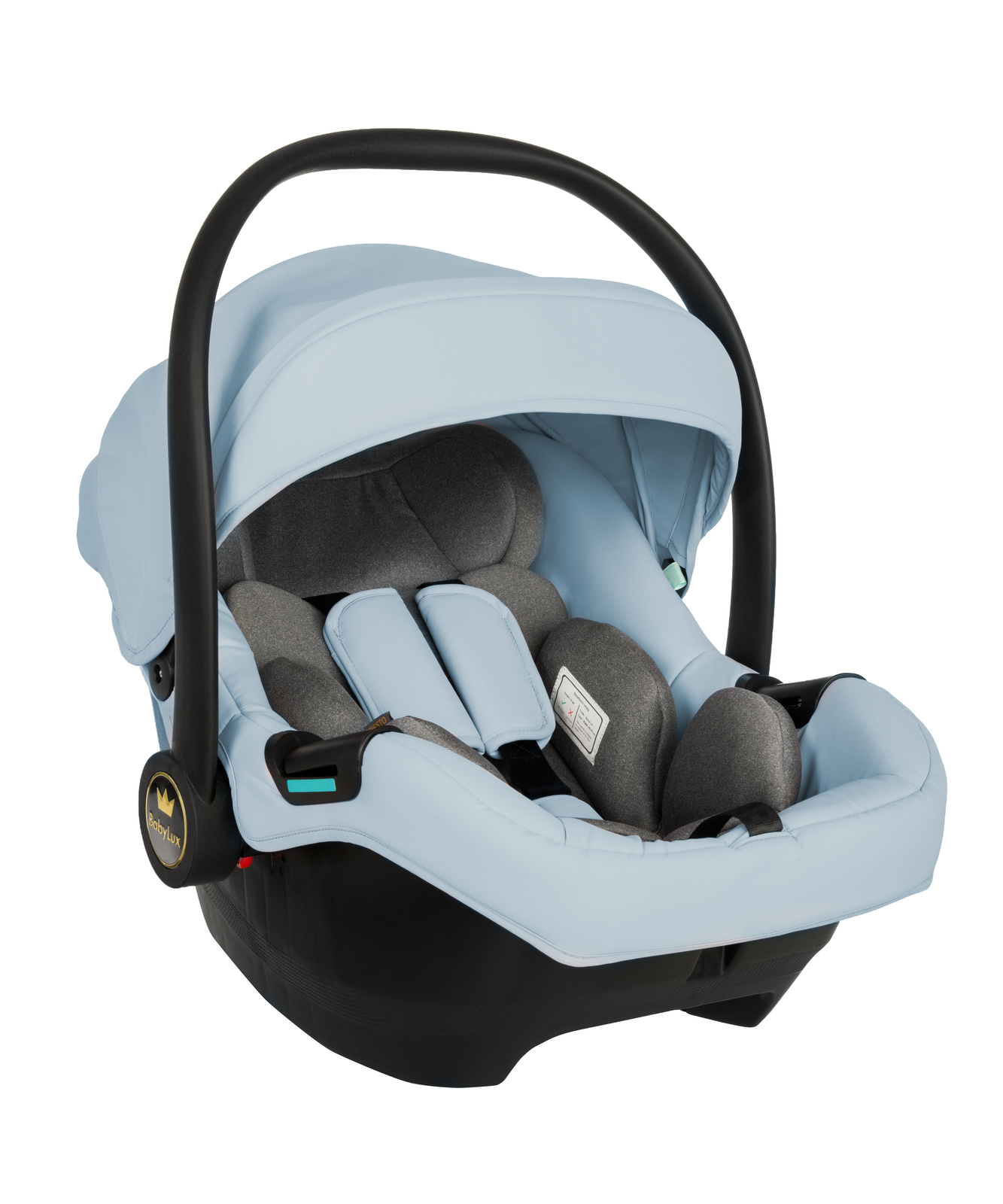 Cadeiras Tiesto R129 ISOFIX Cadeira auto para bebé azul claro com interior cinza e alça preta