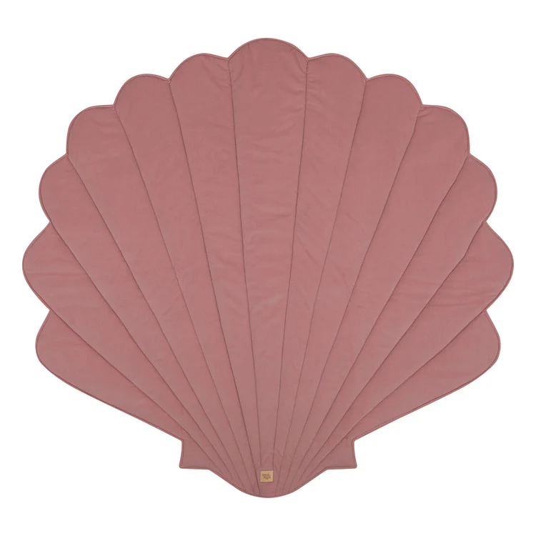 Tapete Veludo CONCHA Tapete ou almofada rosa em forma de concha com costuras visíveis