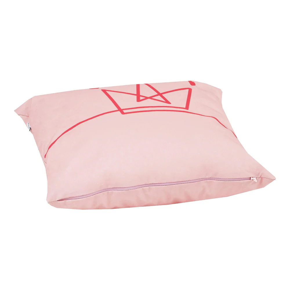 Almofadas Decoração Princesa Almofada rosa com fecho e desenho de coroa vermelha