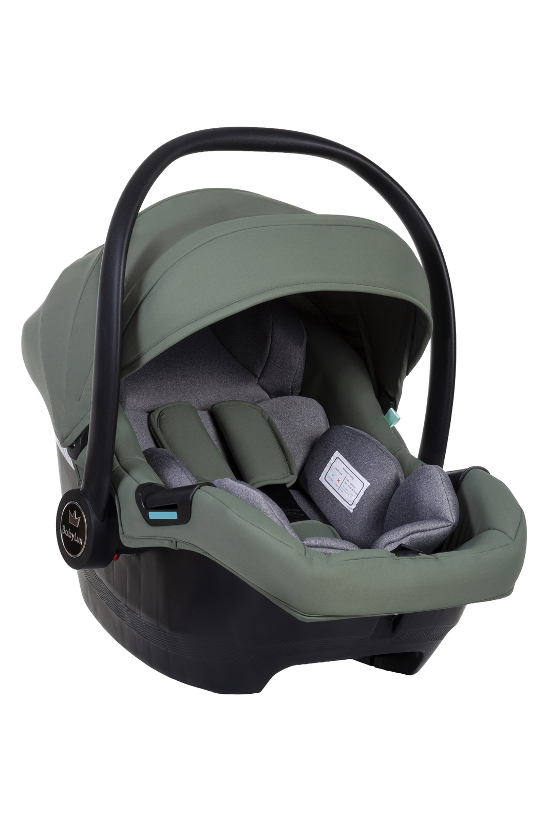 Cadeiras Tiesto R129 ISOFIX Cadeira de bebé para automóvel BabyLux verde e cinza com pega preta
