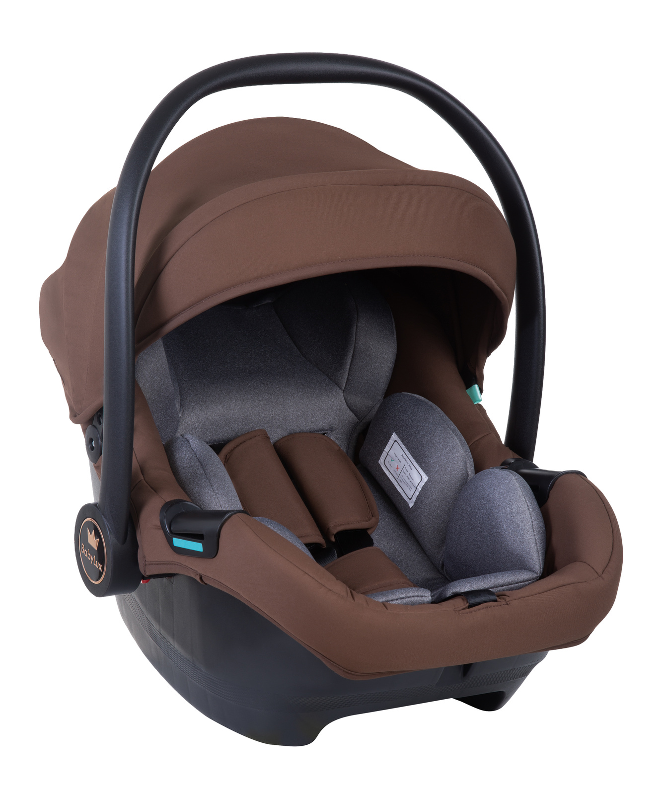 Cadeiras Tiesto R129 ISOFIX Cadeira de bebé castanha e cinzenta para automóvel com capota e pega preta