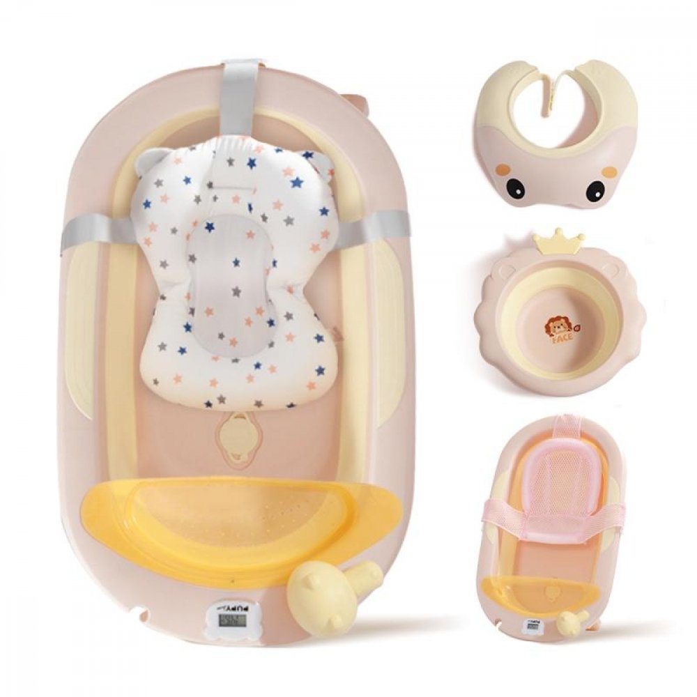 Banheira Dobrável de Silicone para Bebé - Kit 7 Peças Conjunto de banheira para bebé com almofada de estrelas e apoio de cabeça em forma de animal
