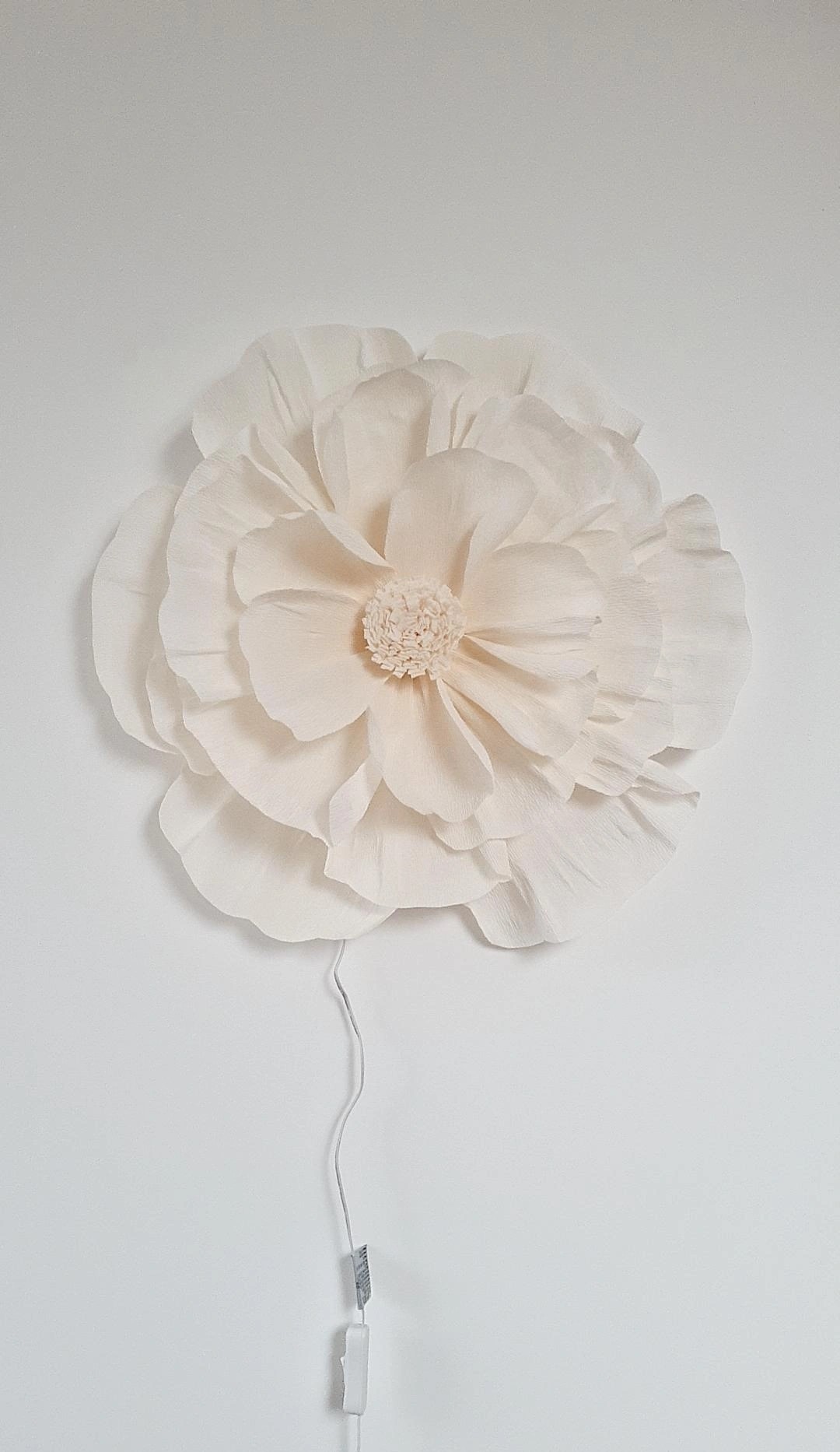 Candeeiro LED de Parede Flor Luminária de parede em forma de flor branca com cabo e interruptor