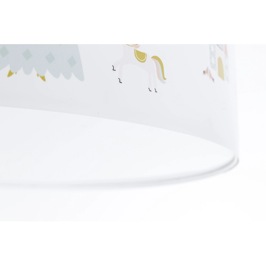 Candeeiro Plafon PRINCESA - Sweet Dreams Abajur com cúpula branca decorada com padrões coloridos