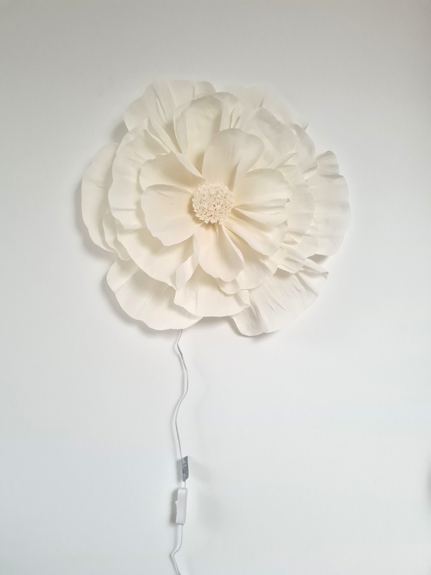 Candeeiro LED de Parede Flor Vaso de parede decorativo em forma de flor branca com fio e interruptor