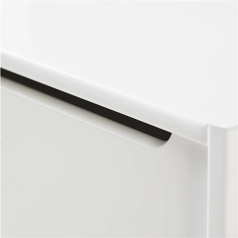 Conjunto Infantil MATILDE – Mesa, Cadeiras e Banco com Arrumação Gaveta branca com recorte horizontal para puxar