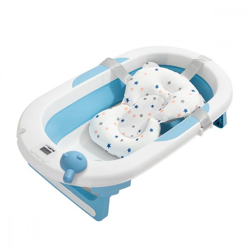 Banheira Dobrável de Silicone para Bebé - Kit 7 Peças Banheira de bebé dobrável com almofada e cinto de segurança