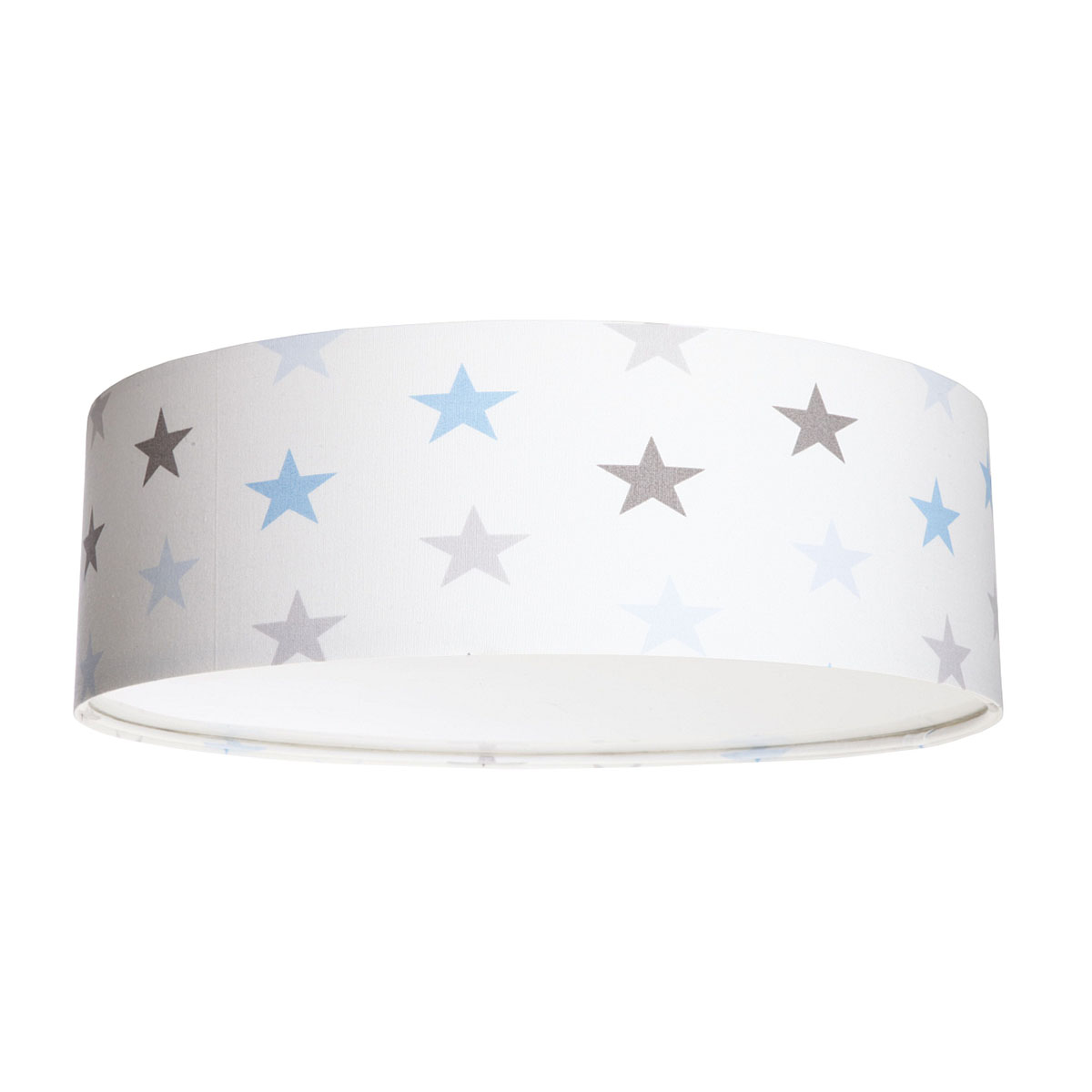 Candeeiro Plafon Estrelas OLAF Abajur de teto circular branco com estrelas azuis e cinzentas