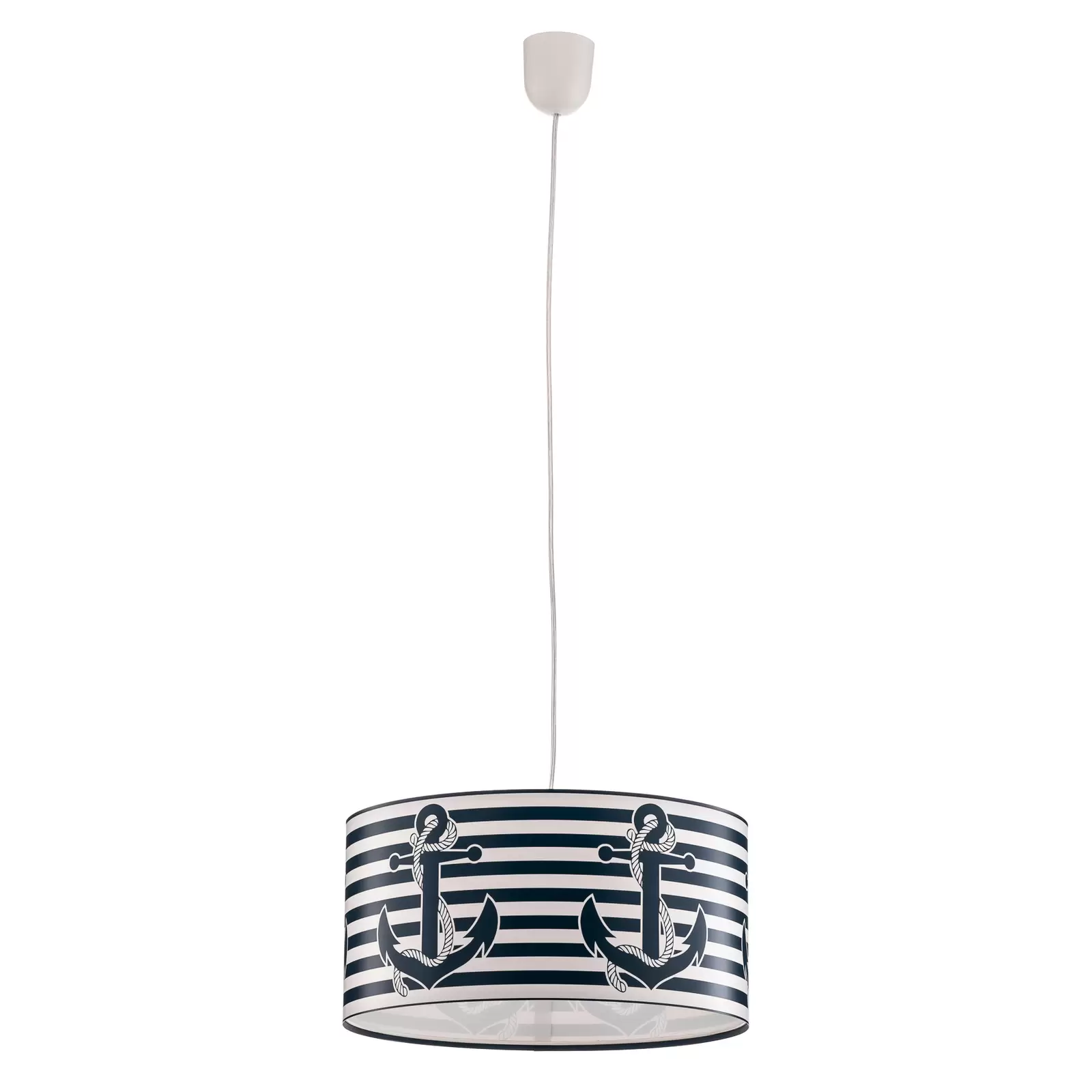Candeeiro Suspenso MARÍTIMO Candeeiro de teto com cúpula cilíndrica riscada e âncoras