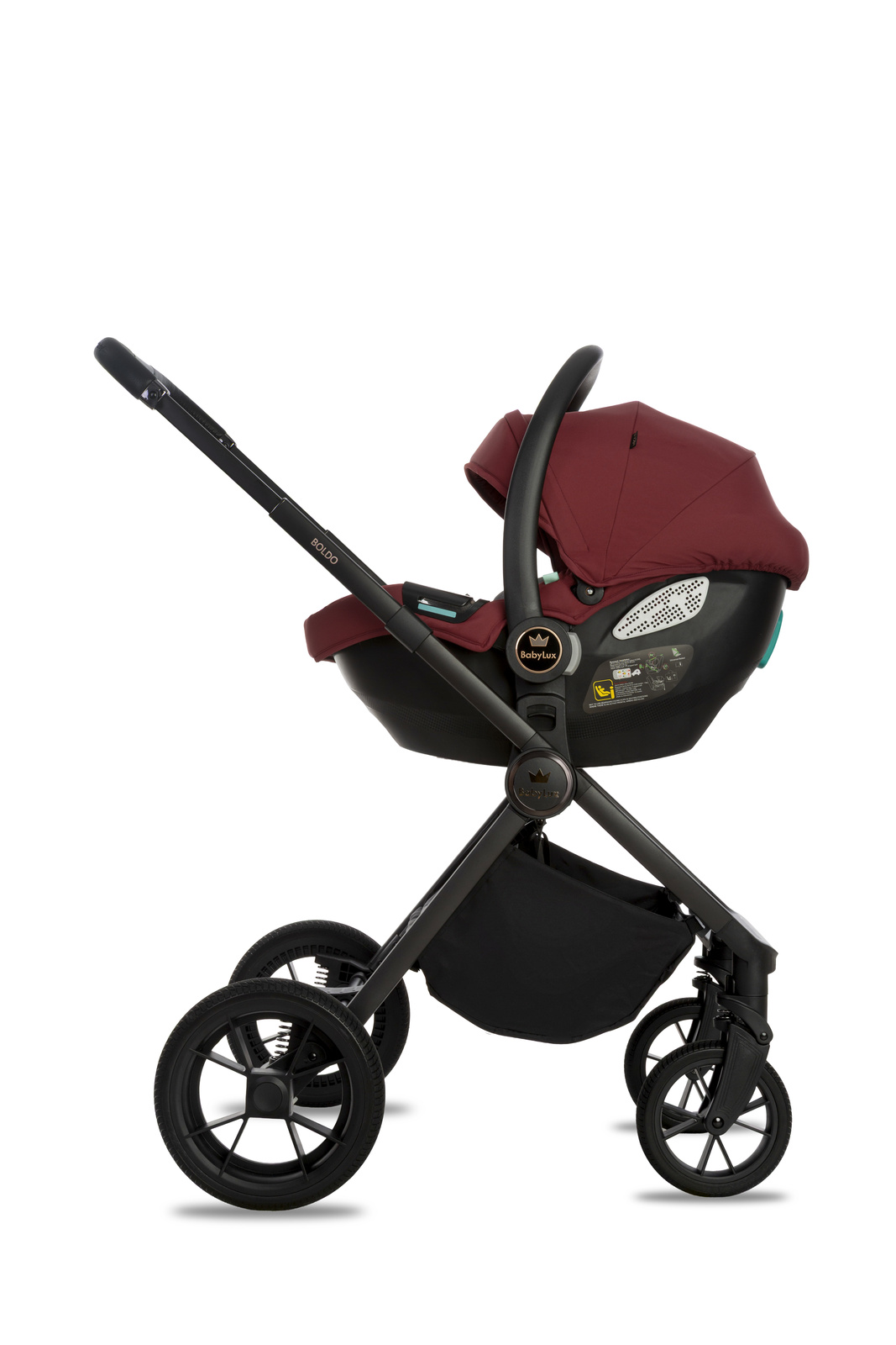 Cadeiras Tiesto R129 ISOFIX Carrinho de bebé com assento vermelho vinho e estrutura preta