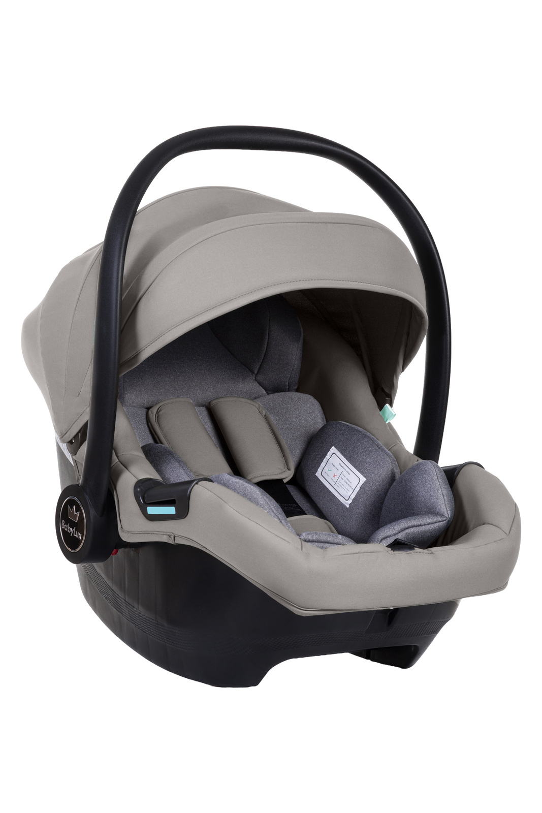 Cadeiras Tiesto R129 ISOFIX Cadeira auto para bebé bege e cinzenta com base preta e pegas pretas