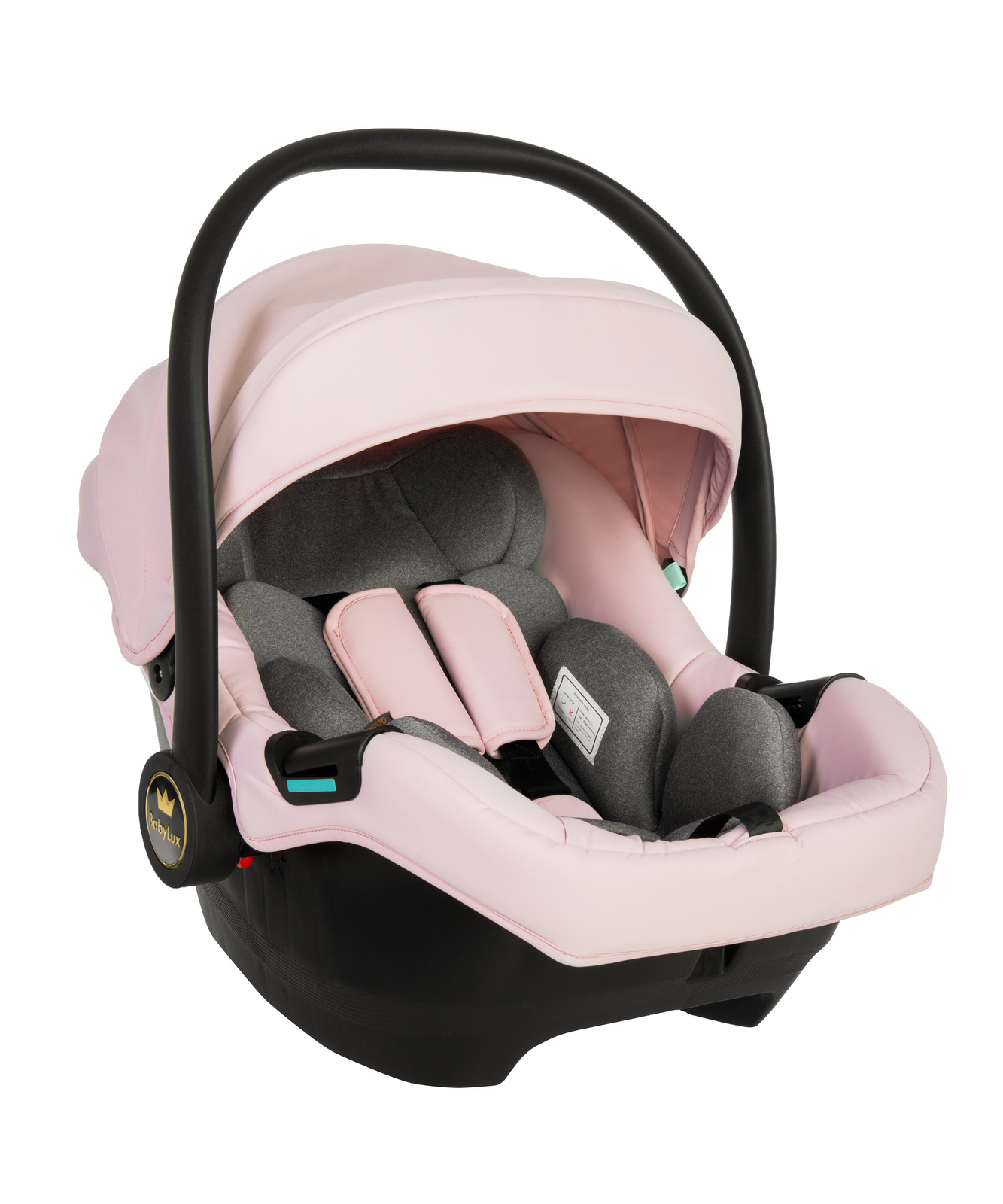 Cadeiras Tiesto R129 ISOFIX Cadeira auto para bebé BabyLux rosa e cinza com alça preta