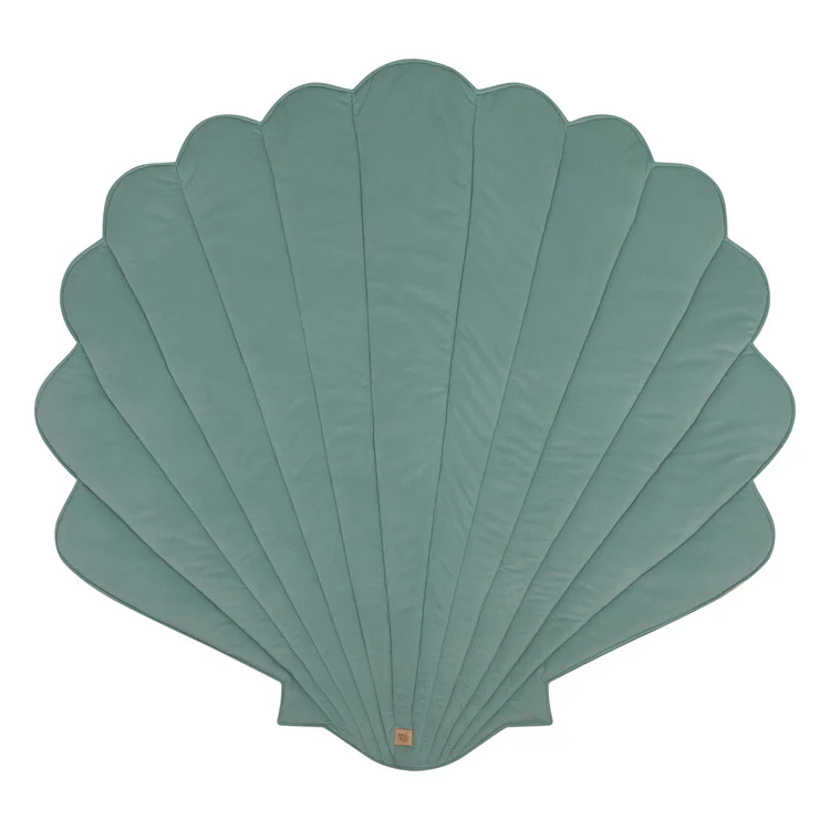 Tapete Veludo CONCHA Tapete ou almofada em forma de concha verde-azulada com textura acolchoada