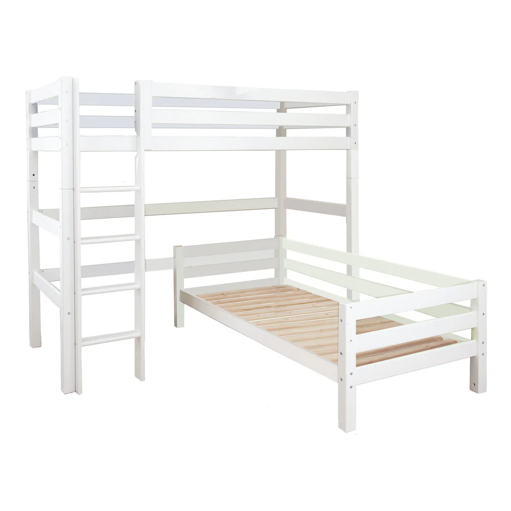 Beliche Eco Luxury Flexível Cama beliche em madeira branca com escada