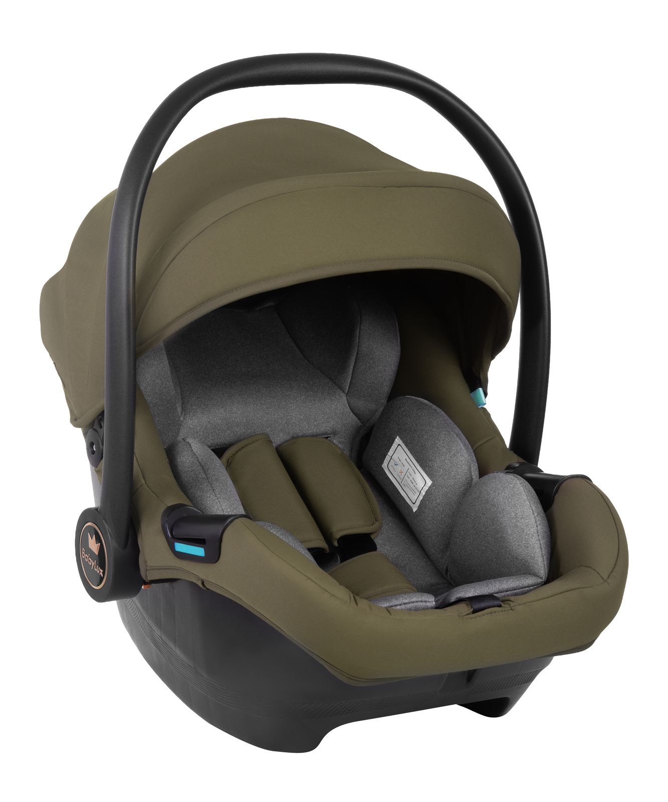 Cadeiras Tiesto R129 ISOFIX Cadeira auto para bebé verde-oliva com interior cinza e barra preta