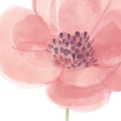 Flor estilizada em tons de rosa com centro em padrão oval